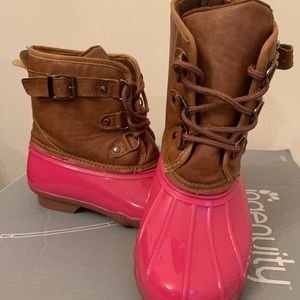 Pink and Brown Boots